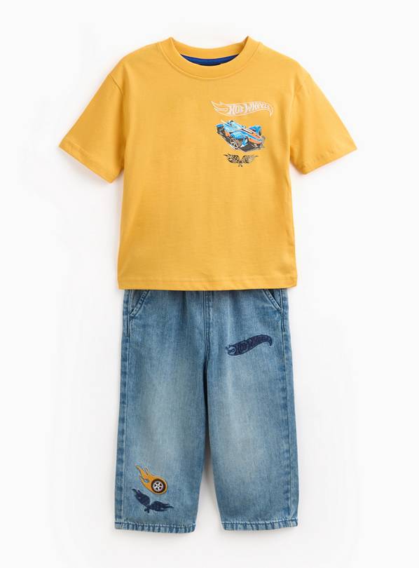 Yellow Hot Wheels Print T-Shirt & Jeans Set 4-5 years